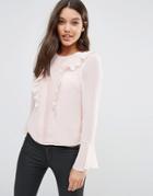 Michelle Keegan Loves Lipsy Ruffle Front Blouse - Nude