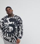 Asos Plus Oversized Long Sleeve T-shirt With Spiral Tie Dye - Black
