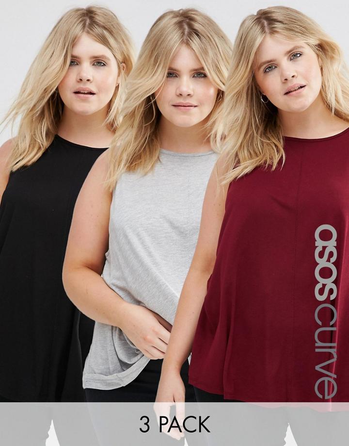Asos Curve Girly Swing Top 3 Pack - Multi