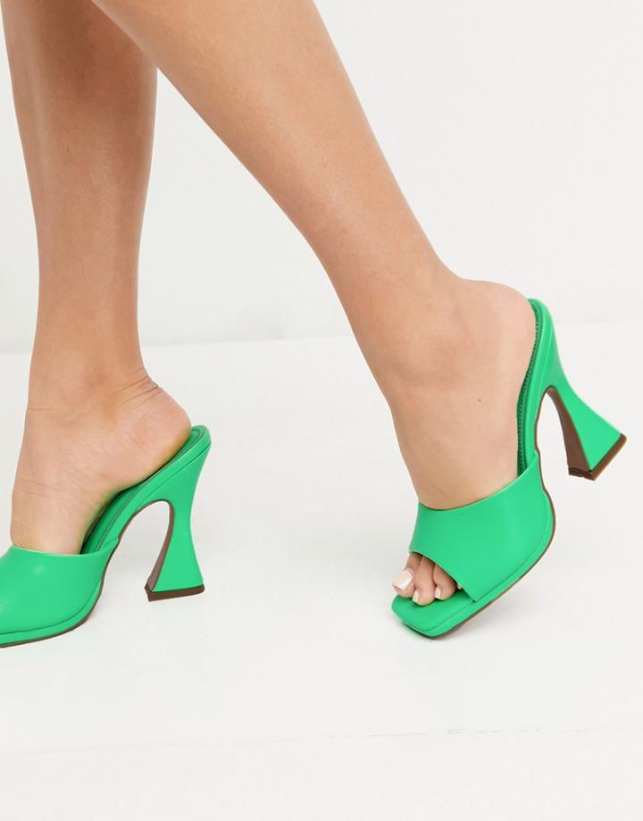Asos Design Noland Platform Heeled Mules In Green