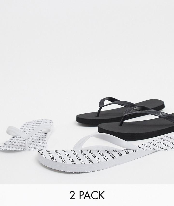 Truffle Collection 2 Pack Flip Flop In Black And White-multi