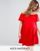 Asos Maternity Off Shoulder Mini Dress - Red