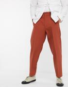 Asos Design Oversized Tapered Smart Pants In Rust-tan