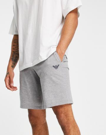 Emporio Armani Bodywear Terry Eagle Logo Shorts In Gray-grey