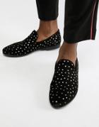 Walk London Study Loafers With Star Print In Black - Black