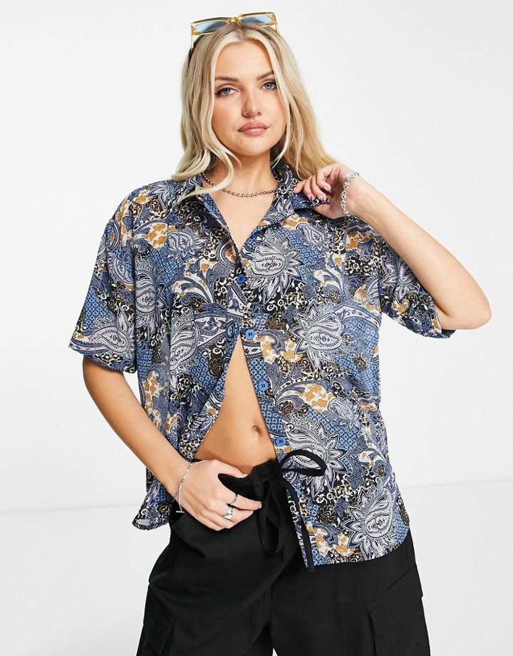 Heartbreak Oversized Shirt In Scarf Print - Part Of A Set-multi