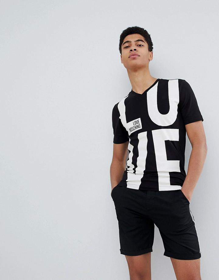 Love Moschino Print T-shirt - Black