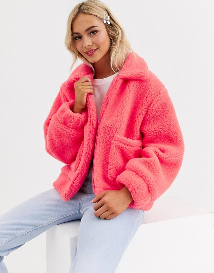 Brave Soul Tallie Jacket In Bright Borg-orange