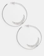 Asos Moon Hoop Earrings - Silver