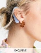 Reclaimed Vintage Inspired Flower Earrings In Tortoiseshell-multi