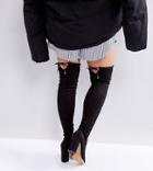 Asos Karma Wide Fit Pointy Over The Knee Boots - Black
