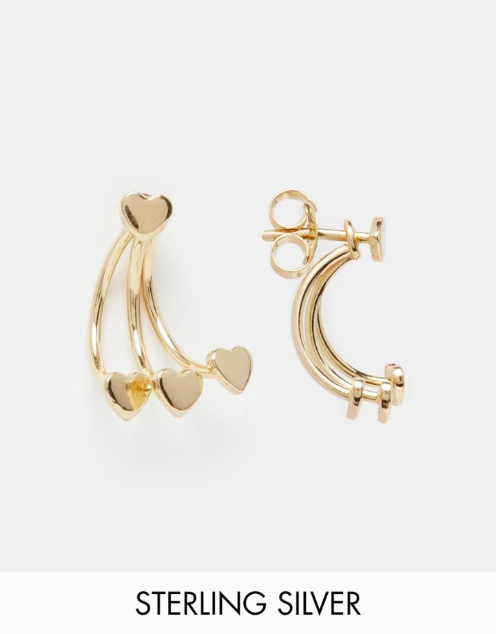 Asos Gold Plated Sterling Silver Triple Heart Swing Earrings - Gold Plated