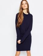 Selected Moody Sweat Top With High Neck - Navy Blazer