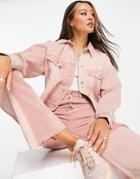 Topshop Patchwork Denim Jacket In Pink - Part Of A Set