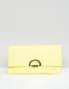 Asos Slim Clutch Bag With Curved Lock - Yellow