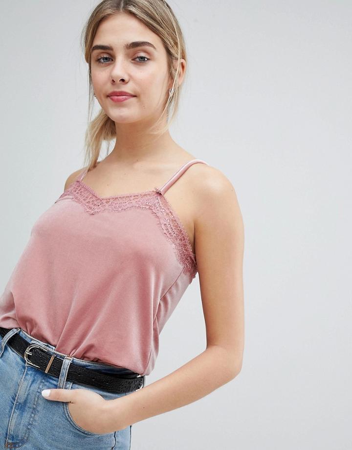 Jdy Sandy Lace Trim Cami - Pink