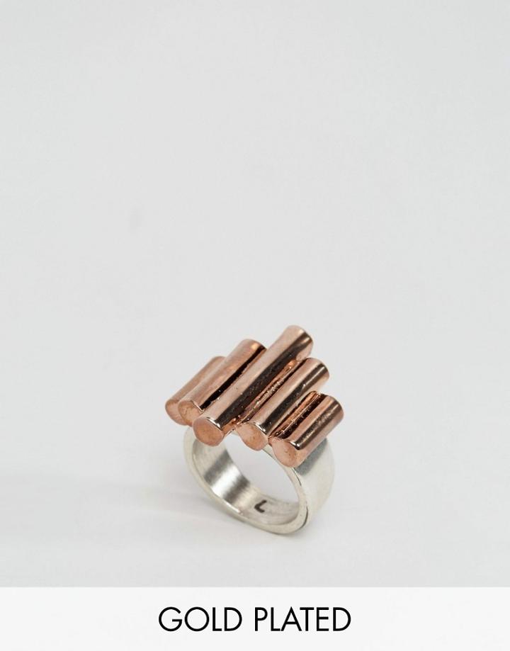 Low Luv Rose Gold Plated Chunky Bar Ring - Silver
