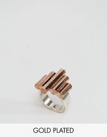 Low Luv Rose Gold Plated Chunky Bar Ring - Silver