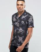 New Look Charcoal Shirt With Floral Print In Regular Print - Gray