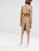 Asos Trench With Split Back - Tobacco