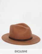 Reclaimed Vintage Fedora With Leather Detail - 0