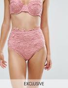 Peek & Beau Lace High Waist Bikini Bottom - Pink