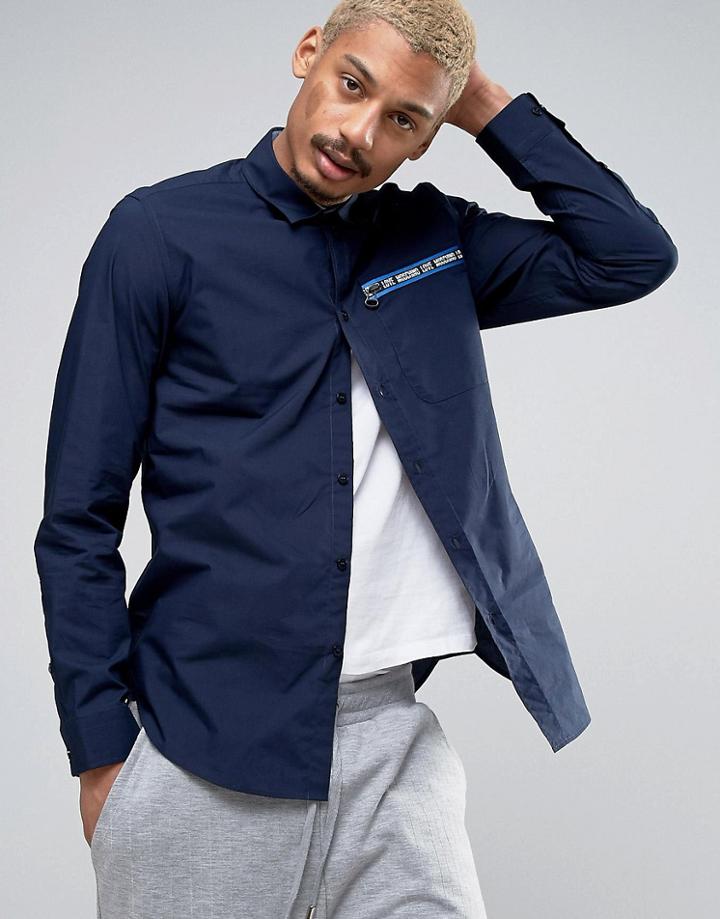 Love Moschino Zip Pocket Shirt - Navy