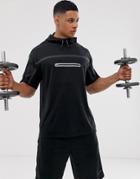 Asos 4505 Oversized Hooded T-shirt With Taping And Breathable Mesh Back - Black
