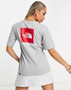 The North Face Red Box Boyfriend T-shirt In Gray-grey