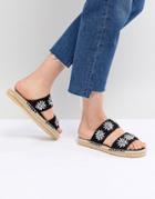 New Look 2-part Bling Strap Flat Espadrille - Black