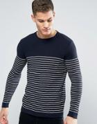 Minimum Koby Stripe Knit Sweater In Navy - Navy