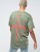Hnr Ldn Cross Back Print T-shirt In Oversized Fit - Green