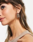 Asos Design Hoop Earrings With Twist Row In Mixed Tone-multi