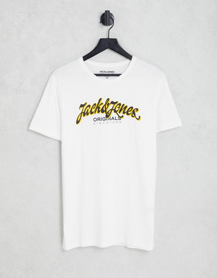 Jack & Jones Logo T-shirt In Off White