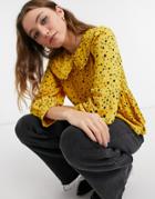 New Look Ruffle Collar Blouse In Yellow Star Print