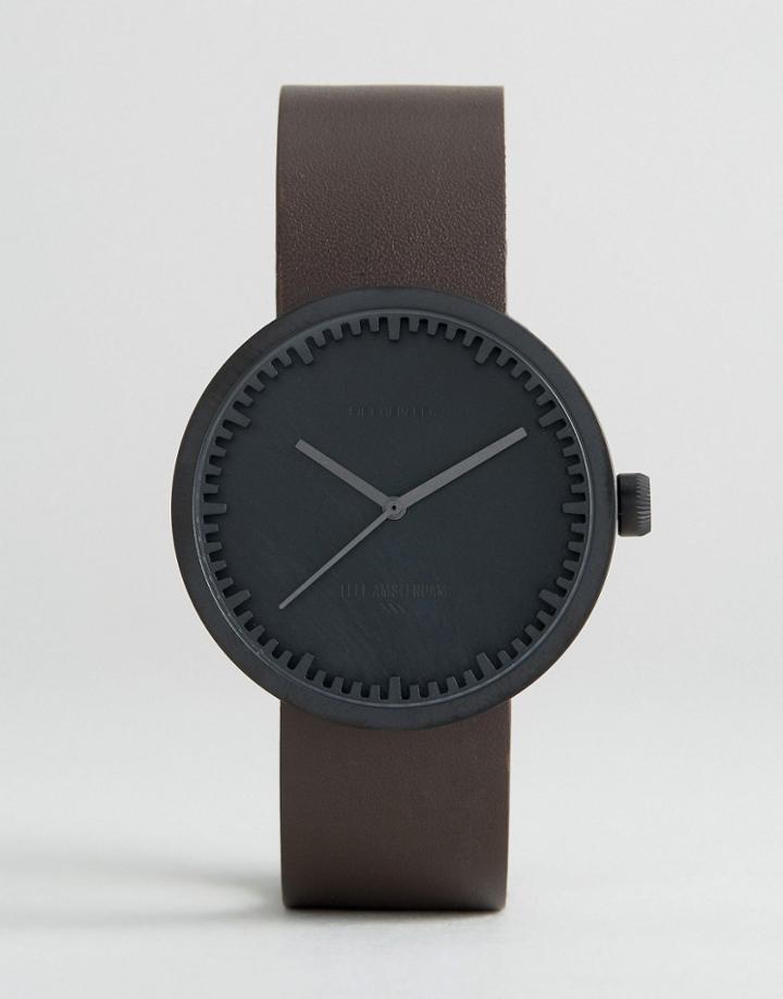 Leff Amsterdam D-series Leather Watch In Brown/black 38mm - Brown