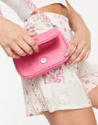 Skinny Dip Quilted Cross Body Bag With Pearl Chain In Pink