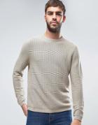 Farah Hastings Crew Sweater Texture Knit Slim Fit In Beige - Beige