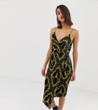 River Island Wrap Front Cami Dress In Chain Print - Black