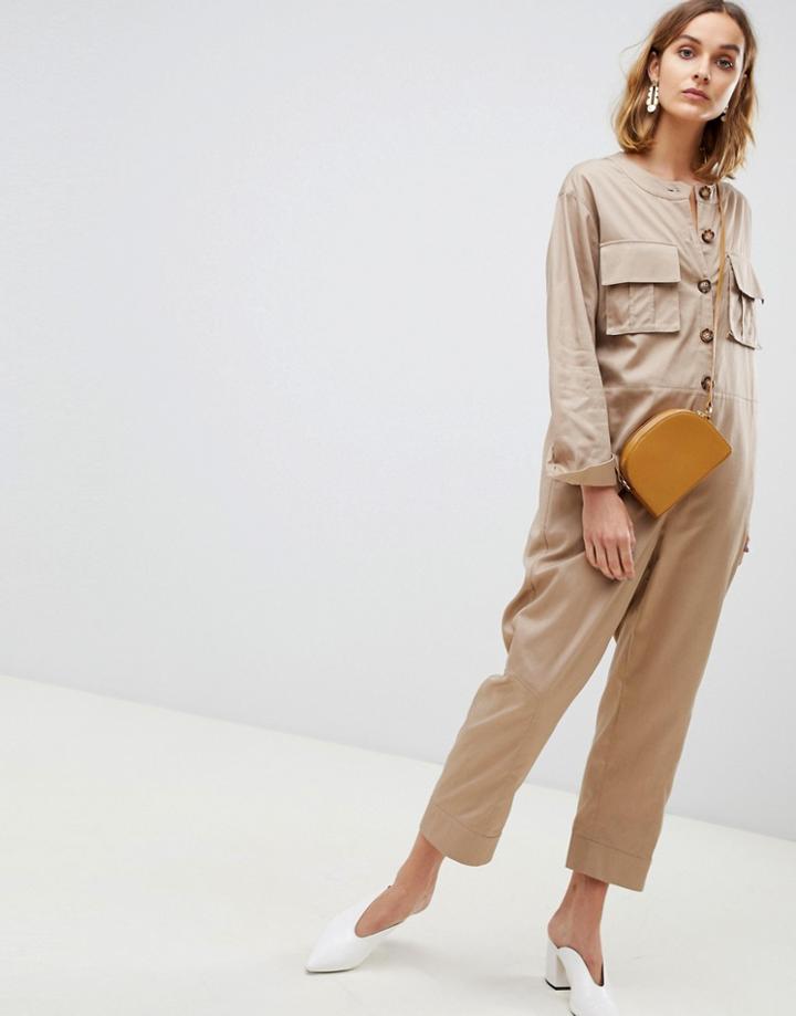 Asos White Boiler Jumpsuit-brown