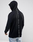 Asos Hooded Oversized Long Sleeve T-shirt With Spine Print And Bleach Wash - Black