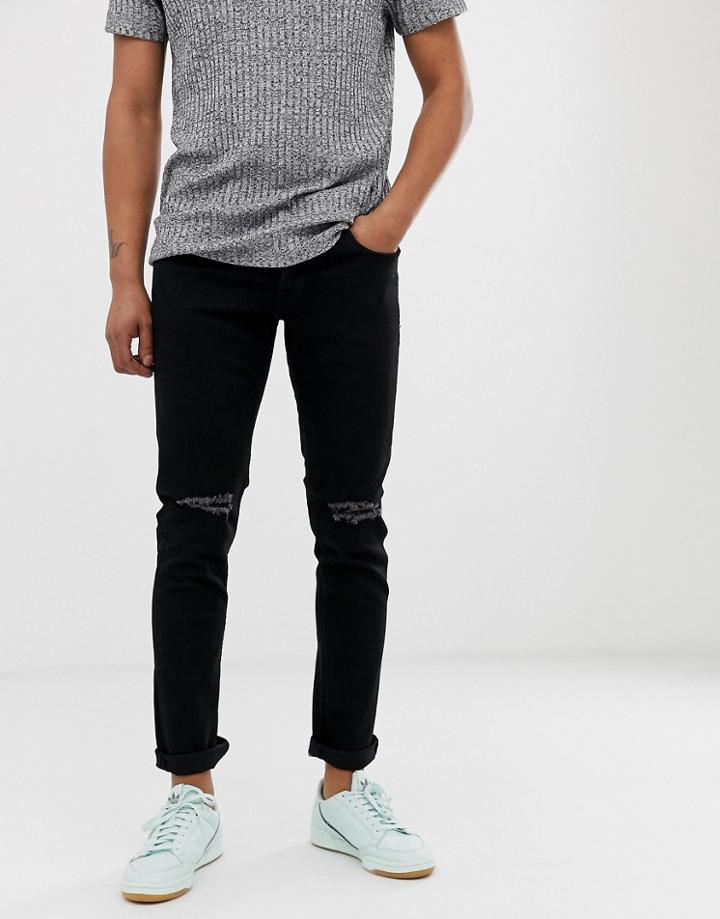Produkt Skinny Jeans With Knee Rips In Black - Black