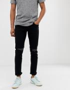 Produkt Skinny Jeans With Knee Rips In Black - Black
