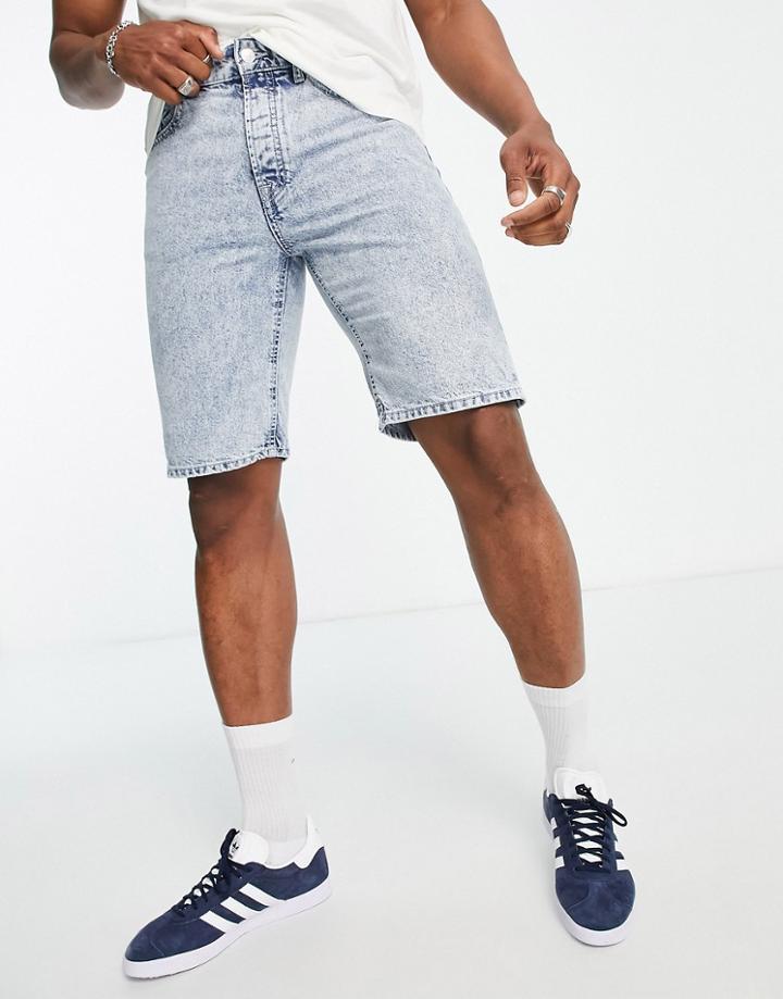 Only & Sons Loose Fit Denim Shorts In Acid Wash-blue