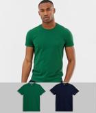 Emporio Armani Eagle Logo 2 Pack T-shirts In Navy/green - Navy