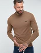 Fred Perry Merino Crew Neck Sweater In Camel - Brown