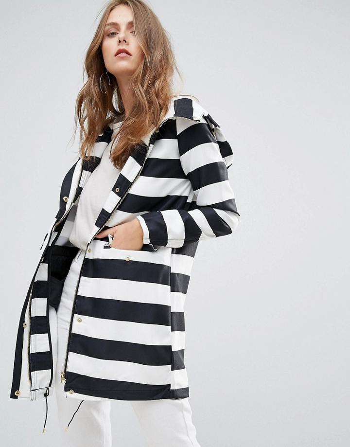 Vero Moda Stripe Raincoat - Black