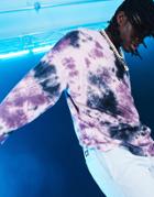 Asos Design Long Sleeve Oversized T-shirt In Purple Tie Dye-multi