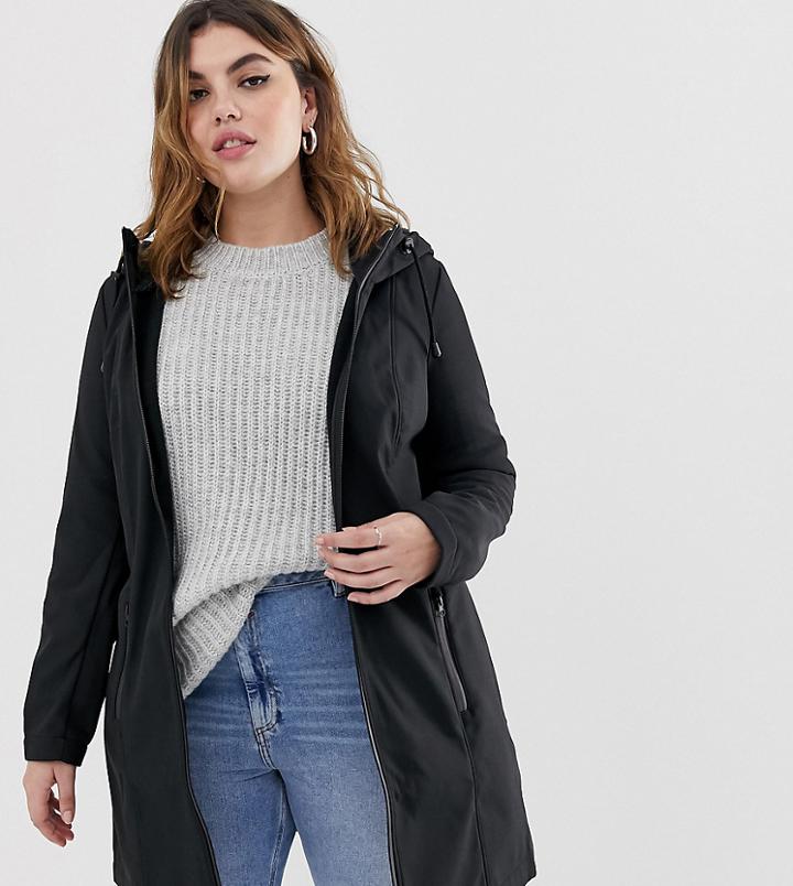 Junarose Hooded Longline Coat - Black