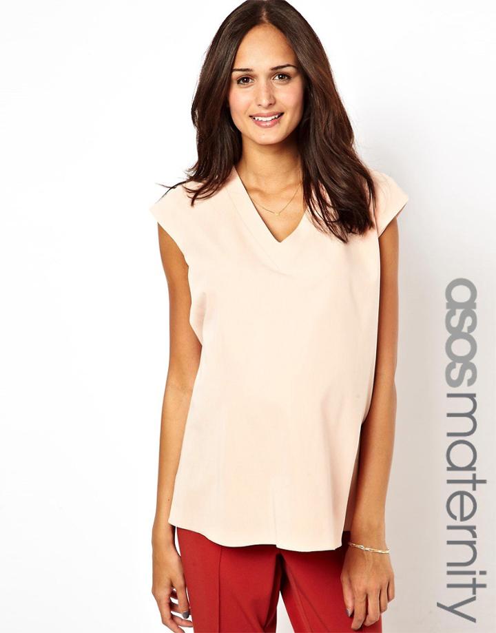 Asos Maternity Top With Plunge Neck - Black